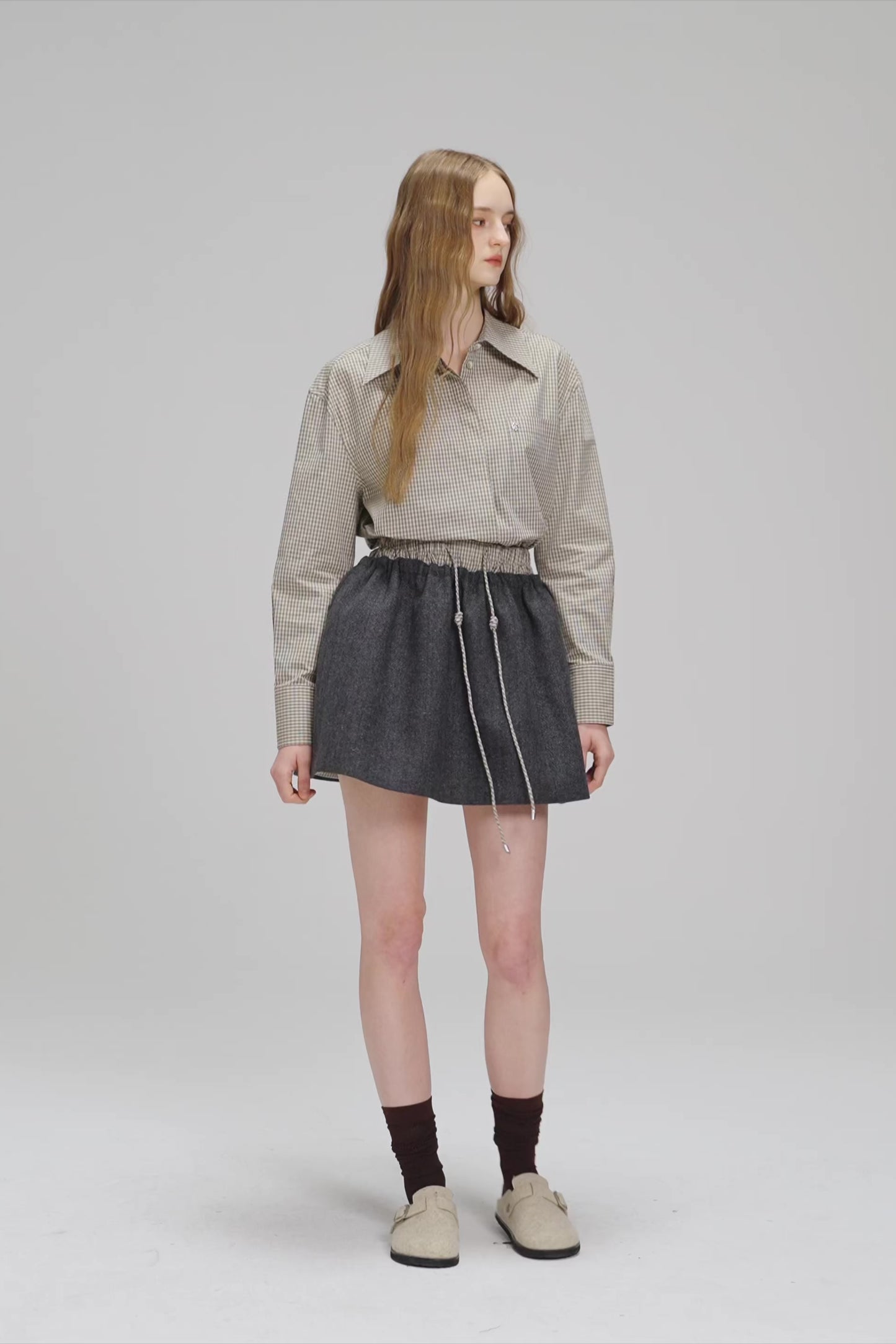 Drawstring Short Skirt